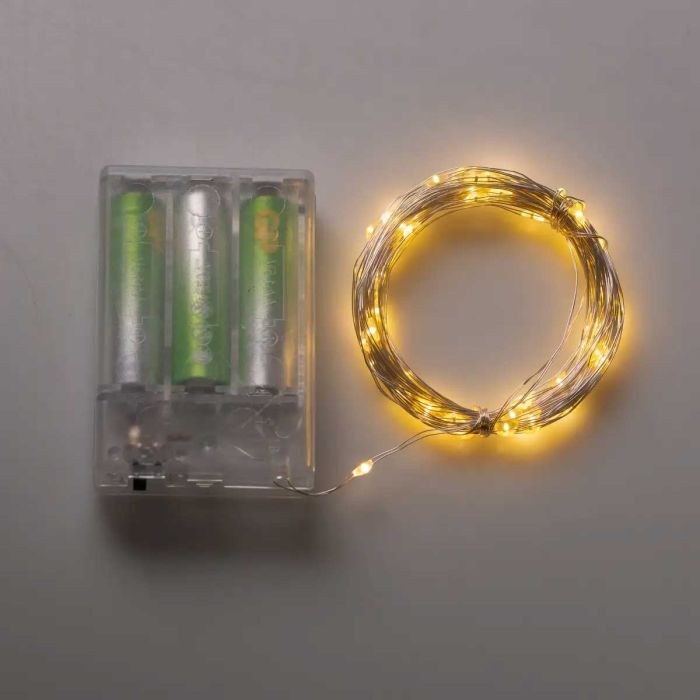 Гірлянда роса 10 метрів крапля на батарейках на 100 led білий дріт жовтий 100L10MWY