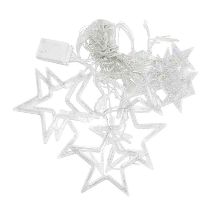 Гірлянда штора 3х0,7 м Зірки на 108 LED лампочок світлодіодна 6 великих та 6 маленьких зірок 9В 8 режимів Синій 1733054BL