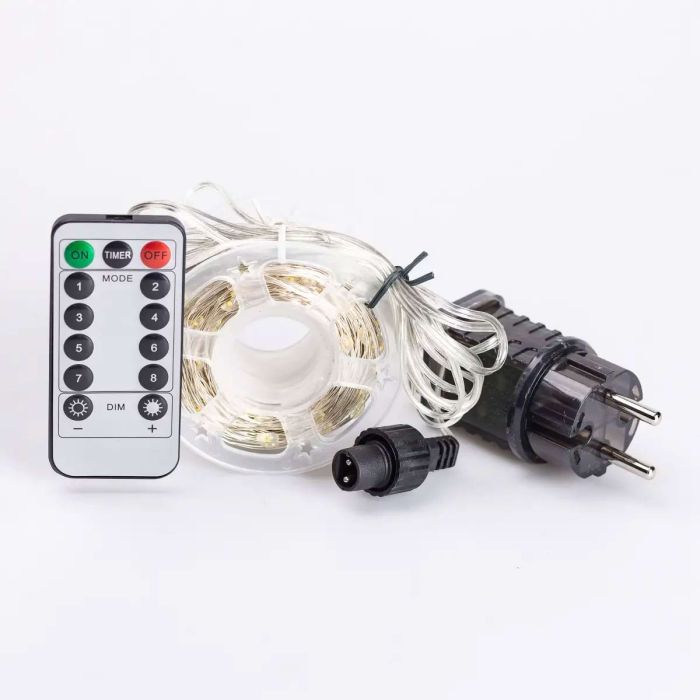 Гірлянда роса на пульті 50 метрів на 500 led світлодіодів крапля на білому дроті жовта 500L50MWY