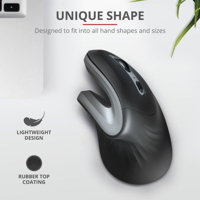 Mouse Trust Verro Ergonomic, WL, Чорний