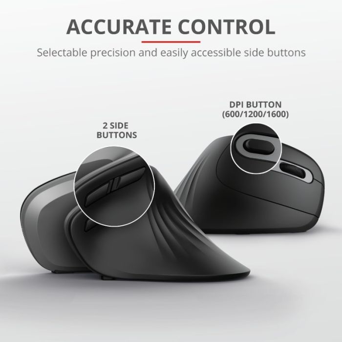 Mouse Trust Verro Ergonomic, WL, Чорний