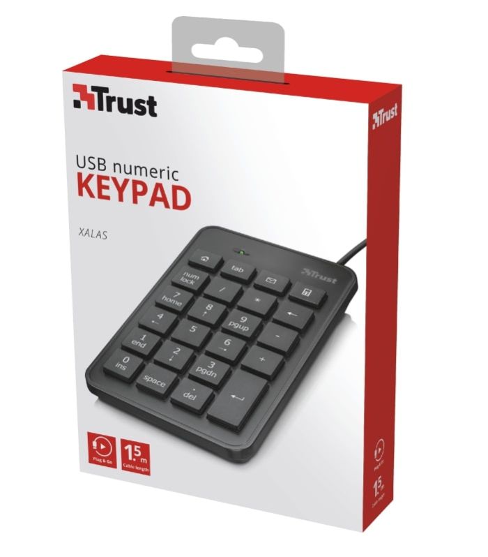 Клавіатура мембрана Trust Xalas USB-A Numeric Keypad 23Key, USB-A, чорний