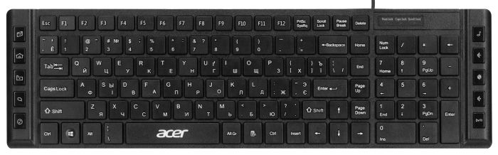 Клавіатура мембранна Acer OKW010, 115key, USB-A, EN/UKR/RU,чорний