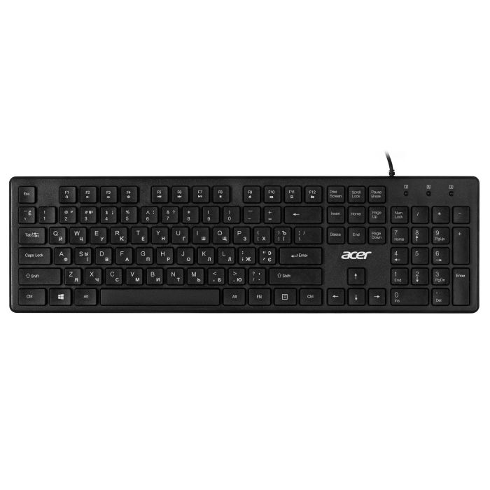 Клавіатура мембранна Acer OKW020, 104key ,USB-A, EN/UKR/RU,чорний