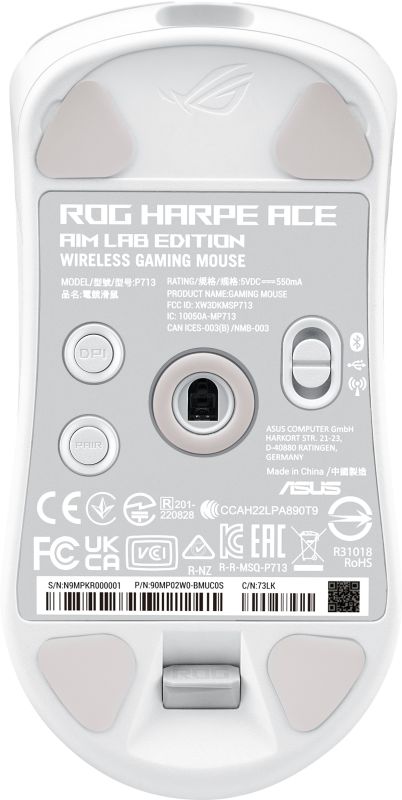 ASUS Mouse ROG Harpe Ace Aim Lab Edition, RGB, USB-A/WL/BT, white