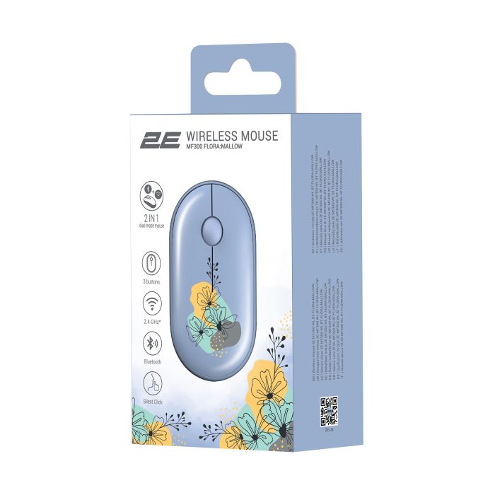 2E Mouse MF300 FLORA:MALLOW Silent WL BT, Blue