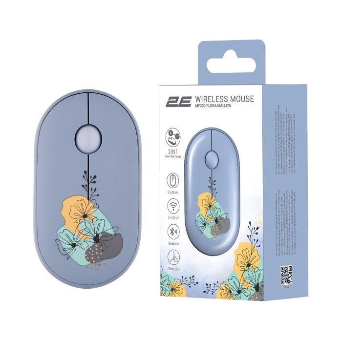 2E Mouse MF300 FLORA:MALLOW Silent WL BT, Blue
