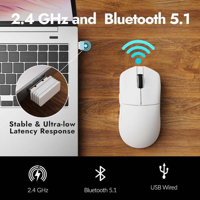 Mouse Lemokey G1 USB-A/USB-C/WL/BT, 8K, білий