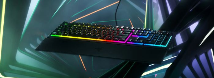 Клавіатура механічна Razer Ornata V3 104key, Mecha-Membrane Switch, USB-A, EN/UK, RGB, чорний