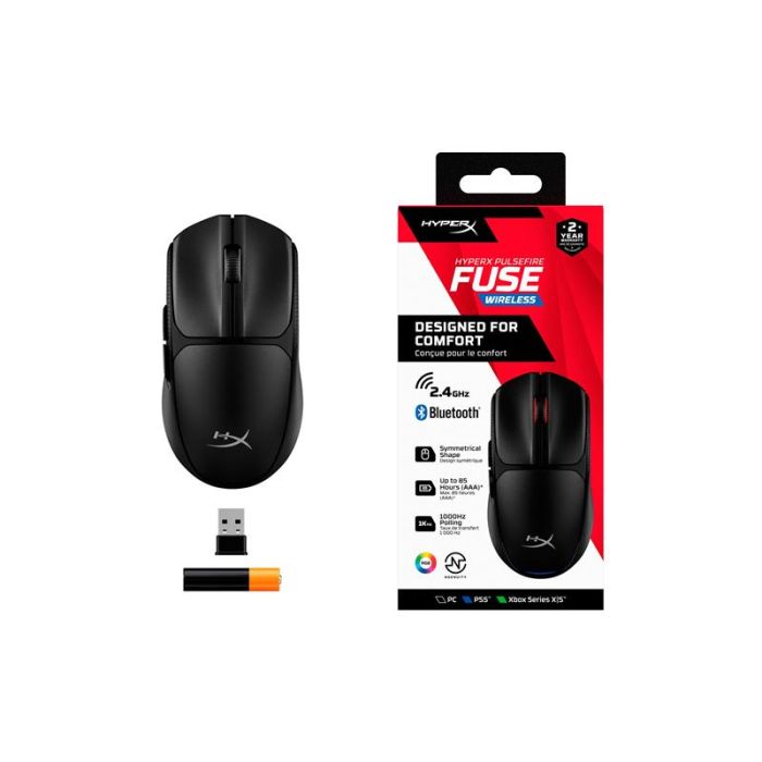 HyperX Pulsefire FUSE, RGB, USB-A/WL/BT, black