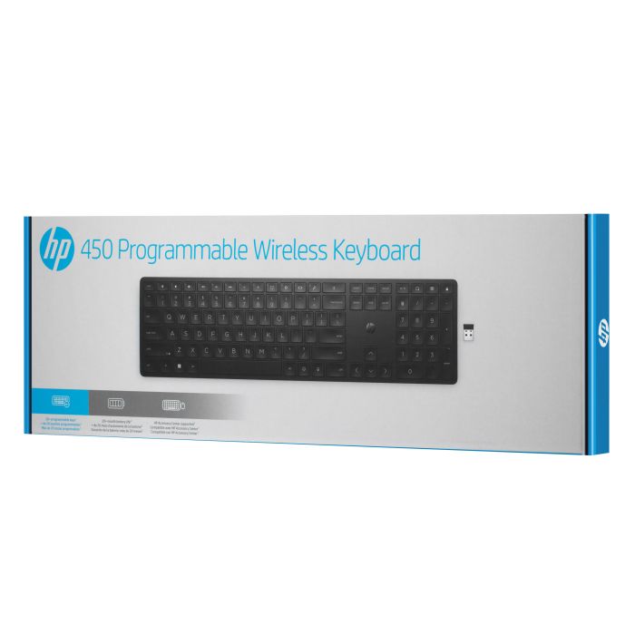 Клавіатура мембранна HP 450 Programmable, 108key, WL, EN/UK, чорний