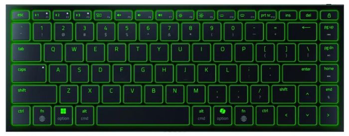 Клавіатура Razer Joro Ultra Low-Profile, 86key, BT, EN, RGB, чорний
