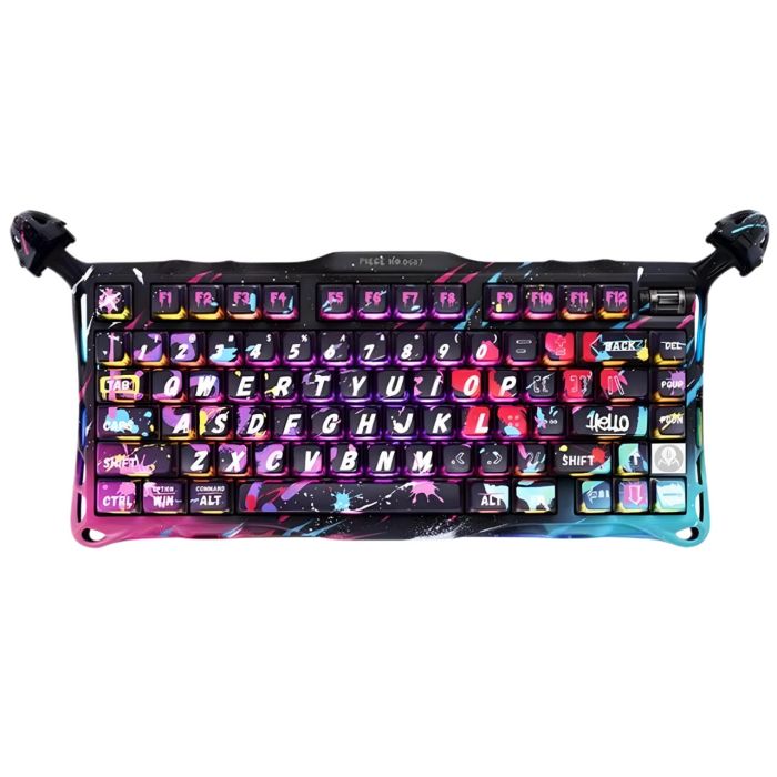 Клавіатура механічна GravaStar Mercury V75 Pro 80keys, Magnetic Jade Gaming, 8K, USB-A, RGB, Neon Graffiti