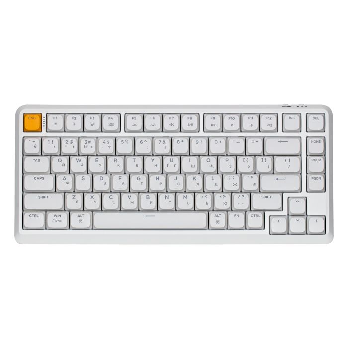 Клавіатура механічна Keychron J1 82Key, K pro Red, WL/BT/USB-A, QMK, Hot-swap, EN/UKR, RGB, білий
