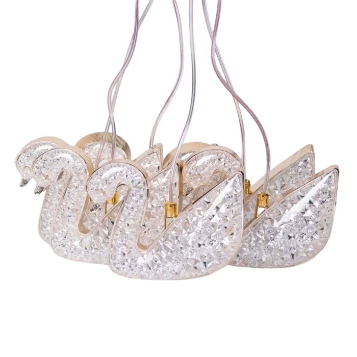 Гірлянда штора з фігурками Сваровскі 3 метри 6 ламп тепле жовте світло 6L3MSWA