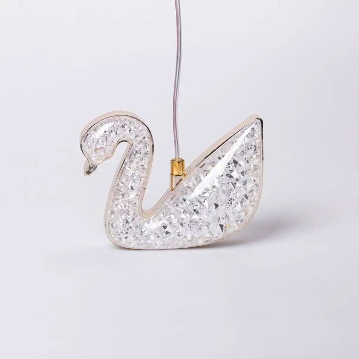 Гірлянда штора з фігурками Сваровскі 3 метри 6 ламп тепле жовте світло 6L3MSWA