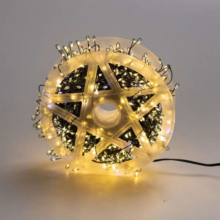 Гірлянда роса мішура 30 метрів хвойна лапа 640 led світлодіодів зелений дріт жовто-блакитна D1750Y