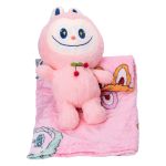 Дитяча м'яка іграшка Лабубу з пледом 54 см плюшева Рожева ТМ COLORFUL HOME LAB3P