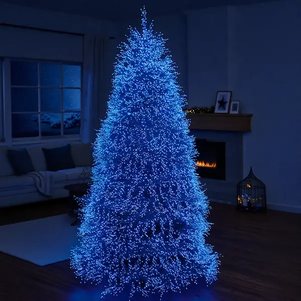 Новорічна гірлянда кімнатна роса Хвойна лапа 50 м 1500 LED зелений провід Синє сяйво D1500L50MGBL