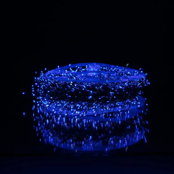 Новорічна гірлянда кімнатна роса Хвойна лапа 50 м 1500 LED зелений провід Синє сяйво D1500L50MGBL