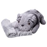 М'яка іграшка-подушка з пледом всередині Собака обіймашка 65 (см) Сірий Colorful Home 9527-40G