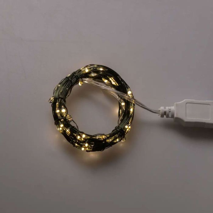 Гірлянда роса 10 метрів USB на 100 led світлодіодів крапля на зеленому дроті USB100L10MGY