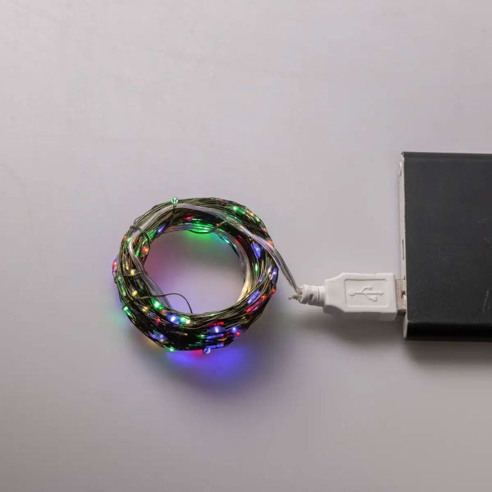 Гірлянда роса 20 метрів USB на 200 led світлодіодів крапля на зеленому дроті мультиколор USB200L20MGML