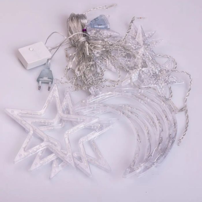 Електрична гірлянда Зірка штора 3 метри на вікно для фотозон синя WYF11BL