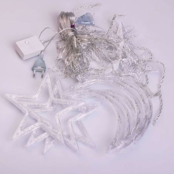 Електрична гірлянда Зірка штора 3 метри на вікно для фотозон біла WYF11W